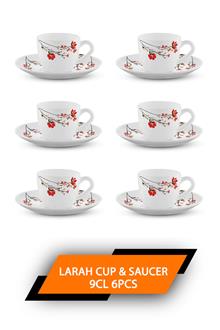 Larah 9cl 6pcs Cup & Saucer Set Chrys Red